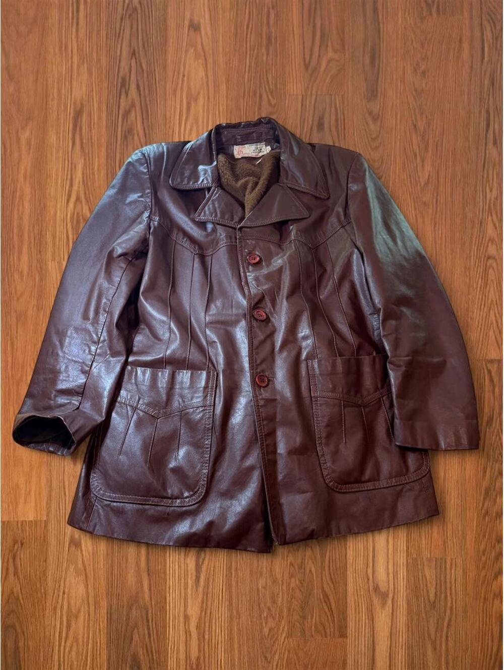 Vintage Jean Pierre Leather Jacket Mens Size 46 Brown Made In Argentina 70s